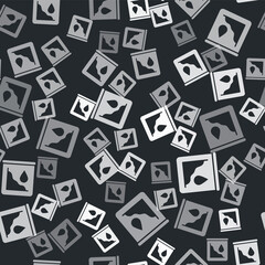 Grey Drop in crude oil price icon isolated seamless pattern on black background. Oil industry crisis concept. Vector