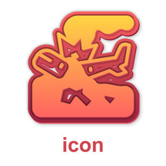 Gold Plane crash icon isolated on white background. Vector