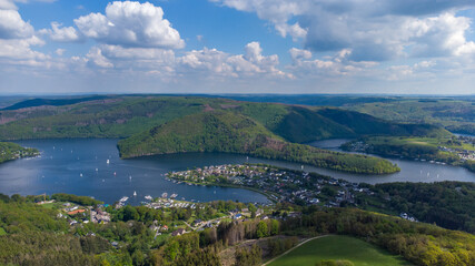 Fototapeta na wymiar Aerial view of the Rursee in the Eifel region, Germany