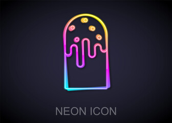 Glowing neon line Easter cake icon isolated on black background. Happy Easter. Vector