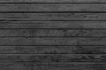 Horizontal black wood background. Old dark wooden background with black wood texture. Dark wood texture panel with horizontal planks.