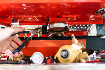 repair of the coffee machine photo. disassembled coffee machine