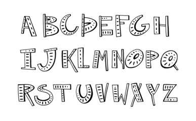 english alphabet. vector illustration . doodle. unusual font. hand drawing