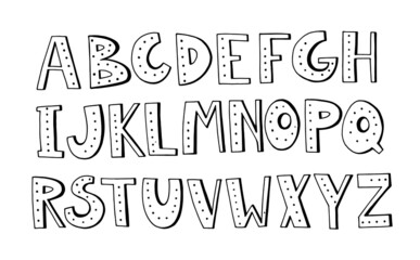 english alphabet. vector illustration . doodle. unusual font. hand drawing