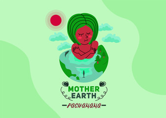 Pachamama Mother Earth Flat Vector Concept Design