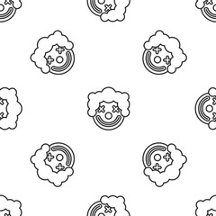 Grey line Clown head icon isolated seamless pattern on white background. Vector