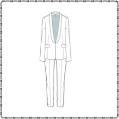 Editable fashion suits flat sketch for creating new designs mockup