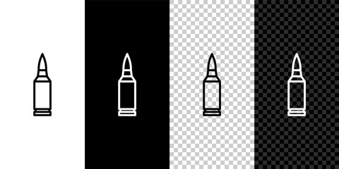 Set line Bullet icon isolated on black and white, transparent background. Vector