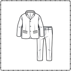 Editable fashion suits flat sketch for creating new designs mockup