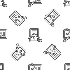 Grey line Mobile stock trading concept icon isolated seamless pattern on white background. Online trading, stock market analysis, business and investment. Vector