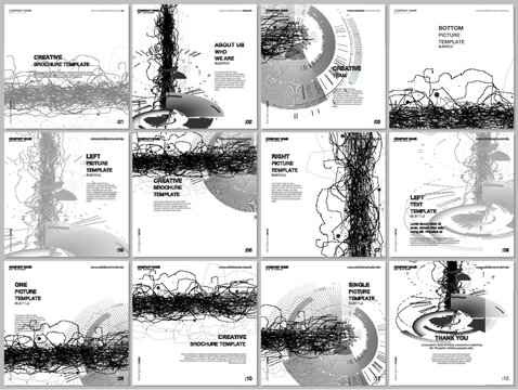 Brochure layout of square format covers design templates for square flyer leaflet, brochure design, report, magazine cover. Digital technology concept. Futuristic background for future concept.