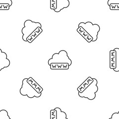 Grey line Software, web development, programming concept icon isolated seamless pattern on white background. Programming language and program code on screen laptop. Vector