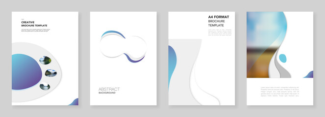 A4 brochure layout of covers design templates with fluid colorful trendy blue gradients geometric shapes for flyer leaflet, A4 format brochure design, report, presentation, magazine cover, book design