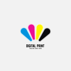 Digital print and printing logo design template. Vector illustration.