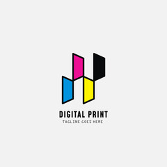 Digital print and printing logo design template. Vector illustration.