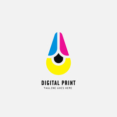 Digital print and printing logo design template. Vector illustration.