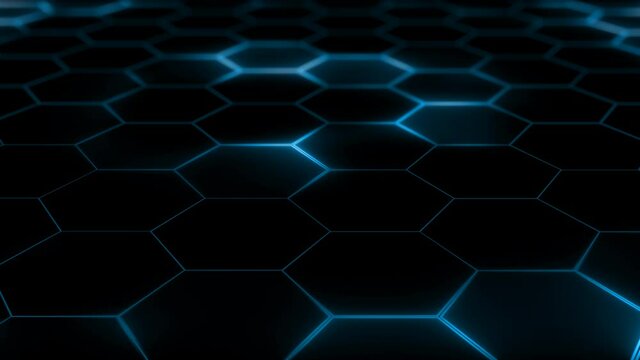 Abstract futuristic hexagon mesh with light effects. Can be used as a background for presentations, news, online media. Looped
