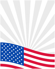 American abstract flag patriotic border frame with rays background with an empty space for text.	
