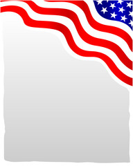 American abstract flag corner wave pattern border with an empty space for text.	
