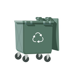 Plastic trash can. Empty garbage collection container. Vector illustration in a flat style.
