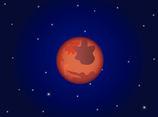 Obraz na płótnie Canvas Mars on space and stars background vector