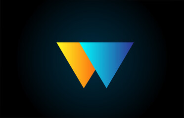 blue yellow W alphabet letter icon logo for company and business. Simple geometric gradient for corporate design