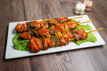 grilled chicken skewers, 'dak kkochi gui'