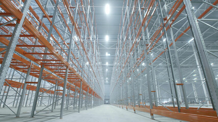 New modern light industrial warehouse with empty racks