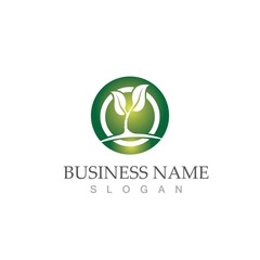 Logos of green Tree leaf ecology