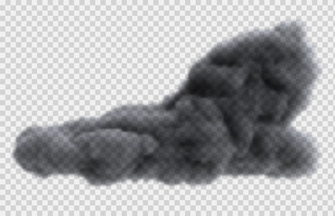 Realistic overcast rain cloud isolated on transparent background. Bright design element. Vector illustration.