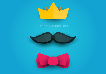 Father's day concept composition in minimalistic modern paper cut style. Horizontal background template for card, banner, poster, cover. Bright design element. Creative vector illustration.
