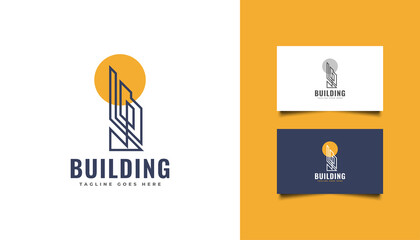 Minimalist Real Estate Logo in Line Style. Construction, Architecture or Building Logo Design Template