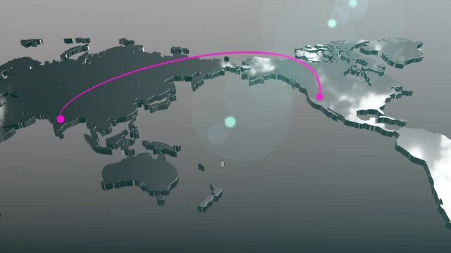 America to India connection world map animation