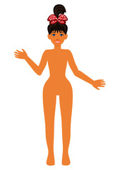 a beautiful doll without clothes with moving hands and head. mannequin. a game for girls. cutting out clothing patterns from cardboard. fashion show.