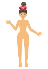 a beautiful doll without clothes with moving hands and head. mannequin. a game for girls. cutting out clothing patterns from cardboard. fashion show.