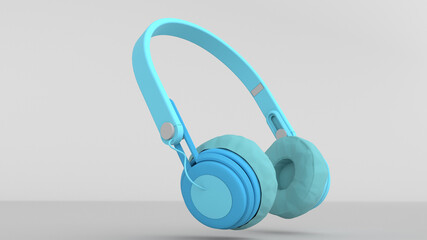 3d illustration of blue headphones