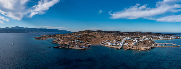 Naklejka na ściany i meble Greece, Pano Koufonisi small cyclades island, aerial drone panorama