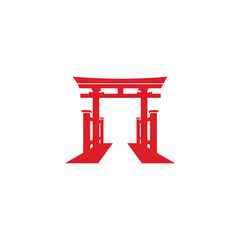 Japanese Gate, Japan traditional building historical landmark logo design vector