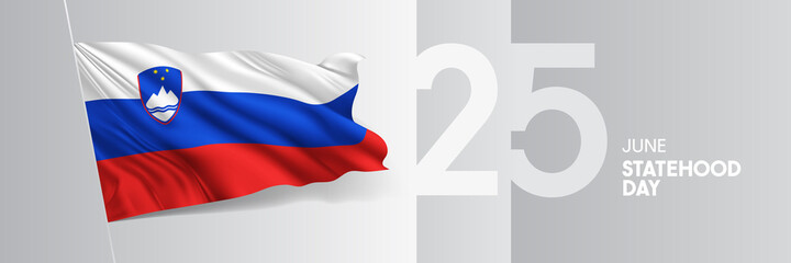 Slovenia happy statehood day greeting card, banner vector illustration