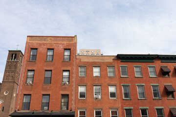 Fototapeta na wymiar Row of Old Brick Buildings in Hoboken New Jersey