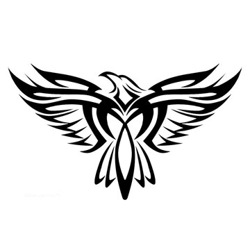 recommend clip art: eagle tattoo vector illustration, eagle tattoo in black with white background, eagle silhouette
