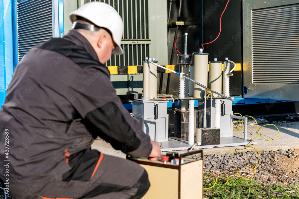 Wall mural execution of electrical measuring works on the power transformer