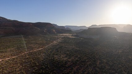 panoramic at sunrise over desert