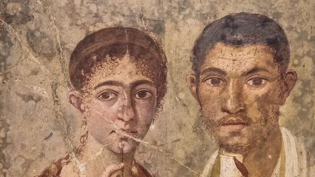 Portrait of the baker Terentius Neo and his wife. Perhaps ht only one of this kind discovered in the ancient roman site of Pompeii, near Naples. It was completely destroyed by the eruption of Mount Ve