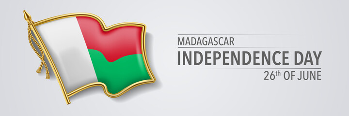 Madagascar happy independence day greeting card, banner with template text vector illustration