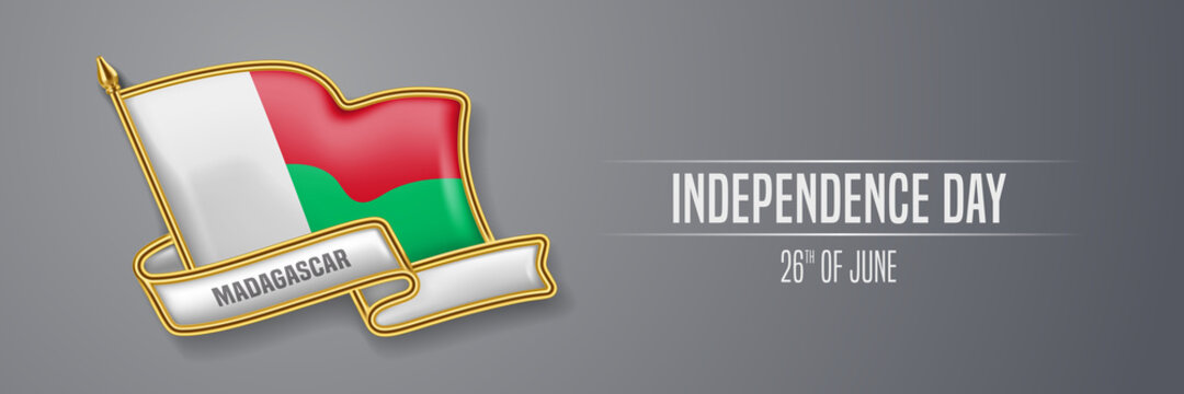 Madagascar happy independence day greeting card, banner vector illustration - Powered by Adobe