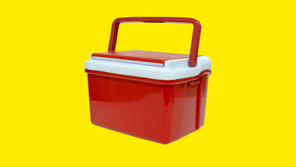 red flask with handle on yellow background