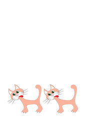 Frames of stylized cats on a white sheet of A4 format, surreal, graphics