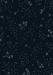 Floral vector background with leaves, plants for greeting card. Silhouette of abstract natural elements. Plant print for holiday poster, flyer, cover, banner, invitation. Trendy design. Botanical art.