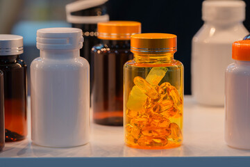 Group of Glass bottle for supplement product.